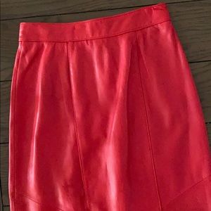Red leather skirt